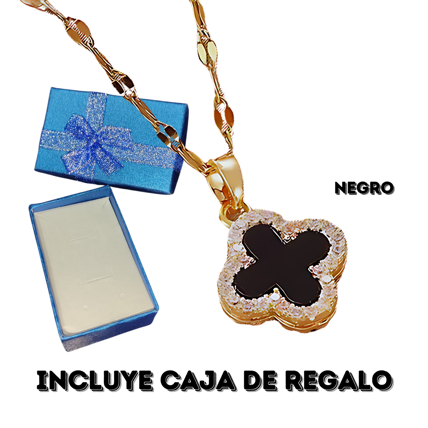 Collar Trebol Van Cleef B/N + CAJA Regalo
