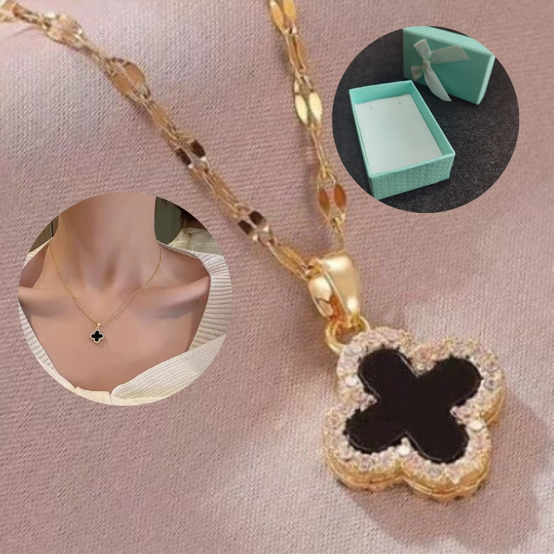 Collar Trebol Van Cleef B/N + CAJA Regalo